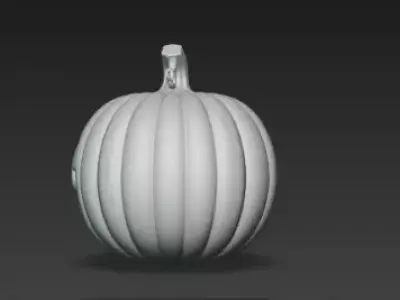 3D Model of Gray Jack O Lantern Pumpkin Halloween Decoration 3D print model
