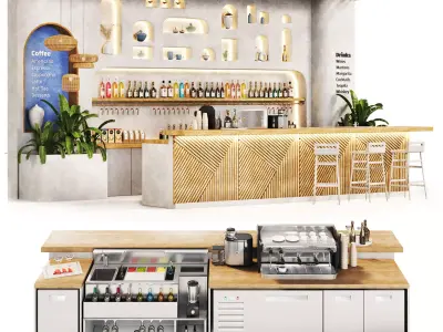 Greek Cafe  boho Low-poly 3D model