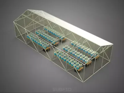 BATO DUTCH BUCKET HYDROPONIC SYSTEM GREEN GLASS HOT HOUSE PLANT 3D model