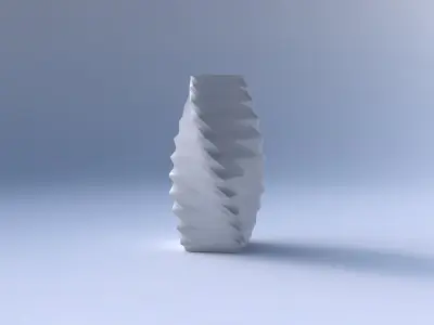 Vase twisted quadratic with sections and twisted lines 3D print model