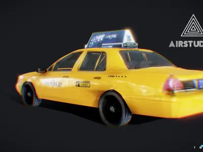 New York Taxi Yellow Cab Low-poly 3D model