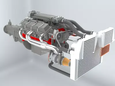 V8 Engine With Transmission 3D model