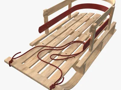 Wood sled 3D model