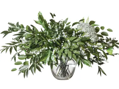Flower Set 077 green bouquet 3D model