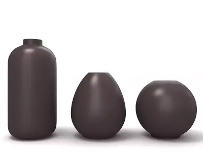 Ceramic Flower Vase Set 3D model