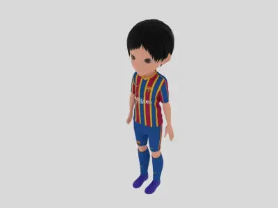 Barcelona Soccer - Football  Player Low-poly 3D model