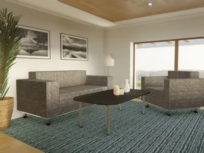 Modern house with a stove Low-poly 3D model