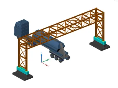 Pipe bridge 3 levels 22m long 2800mm wide 6400mm clearance 3D model