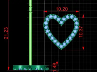 Diamond Heart Earring 3D print model