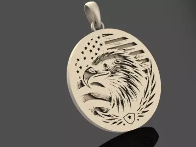 american flag eagle pendant 3D print model