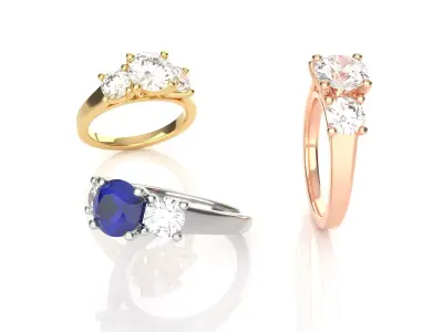 Luxury Trinity Engagement Ring 3D print model