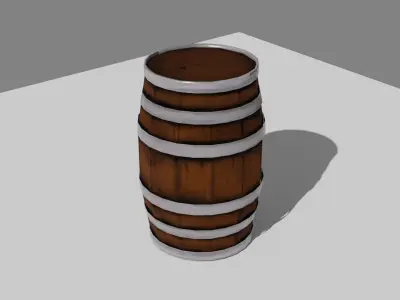 Wooden barrel cartoon Free low-poly 3D model
