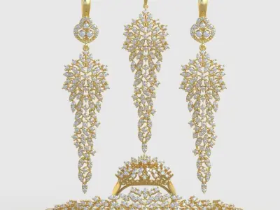 Ring Bracelet Earring and Pendant Set 3D printable model 0031 3D Model Pack