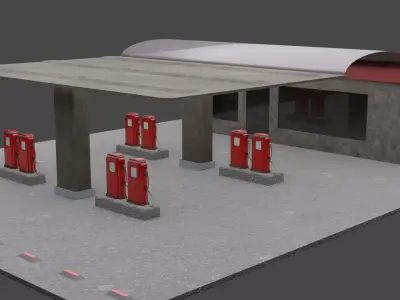 Petrol Station  Low-poly 3D model