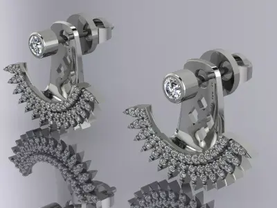Elegant Earrings Jewelry Gold 3D print model