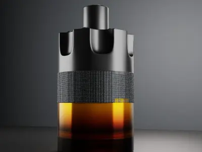 Luxury Perfume Bottle Matte Black and Amber Glass Design 3D model