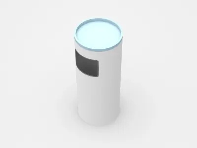 White Round Trash Bin With Light Blue Top 3D model