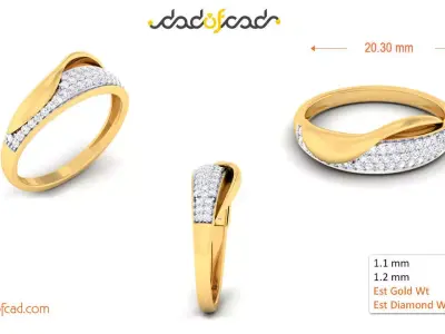Timeless Spiral Diamond Gold Promise Ring 3D print model