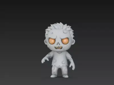 Gray Zombie 3D Model Realistic Halloween Horror Character 3D print model