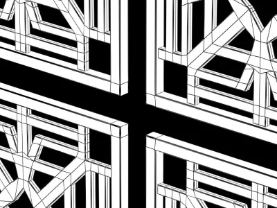 Wood Arabic Islamic pattern decorative grill screen 3D model