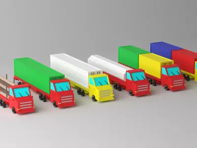 Cartoon Truck Package Low-poly 3D model