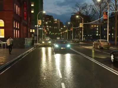 Wet asphalt Low-poly 3D model