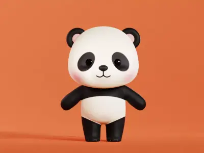 Cartoon Panda Character Chibi Kawaii Low-poly 3D model
