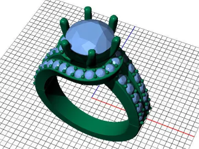 Model Test diamond engagement ring gold Free 3D print model
