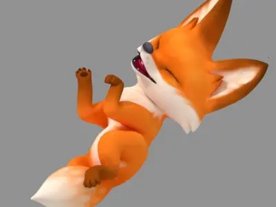 Cartoon Fox Cub Low-poly 3D model