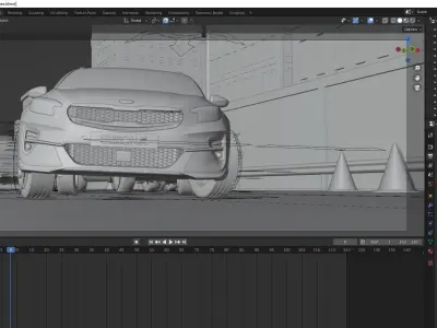 Car animation scene 3D model