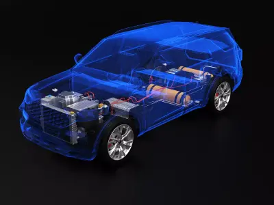 FWD Hydrogen Fuel Cell Car Chassis X-Ray 3D model