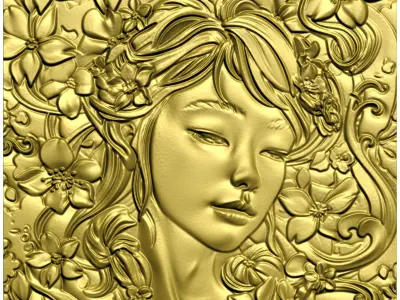 Japanese anime girl 3D model CNC cutting file 3D print model