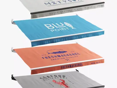 Awnings set for seafood restaurants 3D model