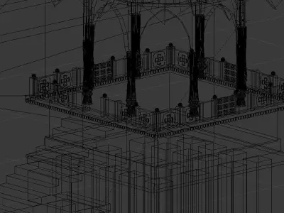 Lake Temple Low-poly 3D model