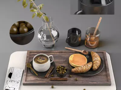 breakfast and coffee set 3D model