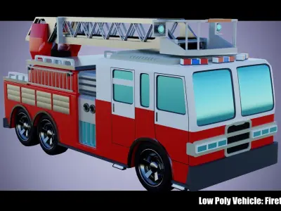 Low Poly Vehicle -  Firetruck Low-poly 3D model