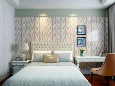 Double bed 3D Model - European Bedroom 3D model