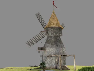 Medieval Windmill 3D model