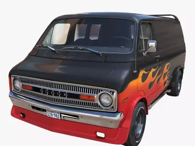 Dodge custom van Low-poly 3D model