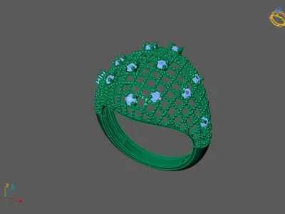 STL 3DM Print Ready Women Diamond Ring Lightweight Printable  3D print model 21