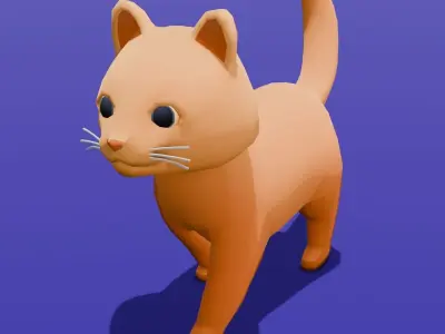 Cartoon Cat Animated Rigged 3D Model Low-poly 3D model