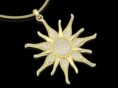 Jewelry fashion pendant sun pendant silver gold 3D print model