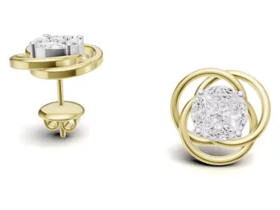 Round Pointer Unique Cluster Diamond Stud For Women 3D print model