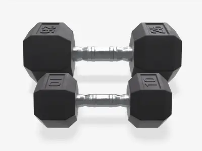 Hexagonal dumbbells rubberized 01 3D model