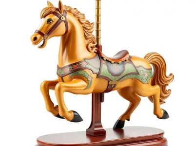 Classic Carousel Horse Model Pack with Ornate Detailing Low-poly 3D model
