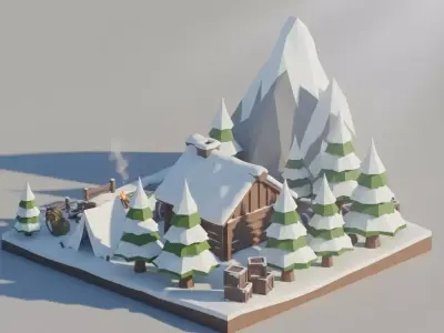 Winter Sale PRO Low Poly Winter Environment Assets Bundle  Low-poly 3D model