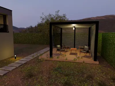 Modern Two-Story House with Pergola 3D model