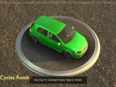 City Cars All Types A B C D E Green 3D Model Pack