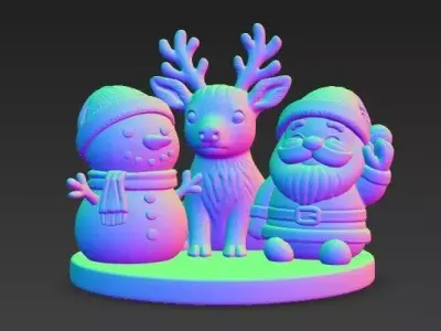 Knitted Christmas Trio  Santa Snowman  Reindeer Figurine Set 3D print model