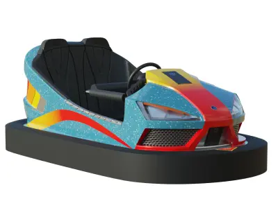 Bumper Car Blue Low-poly 3D model